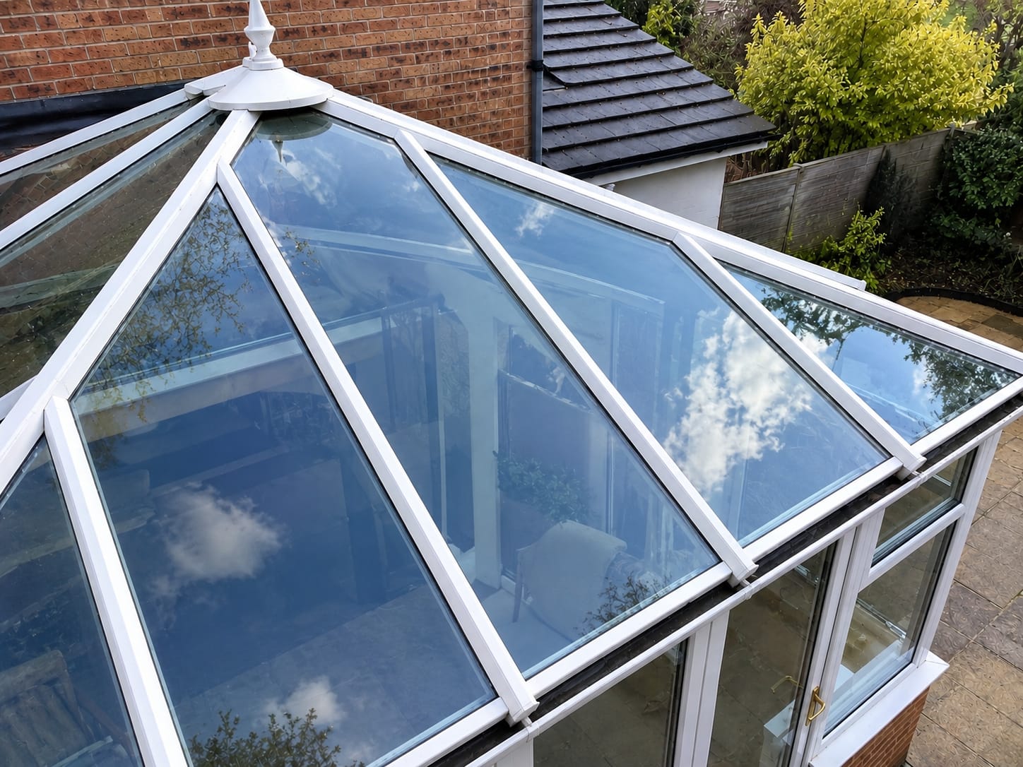 The same conservatory roof clean and clear after treatment