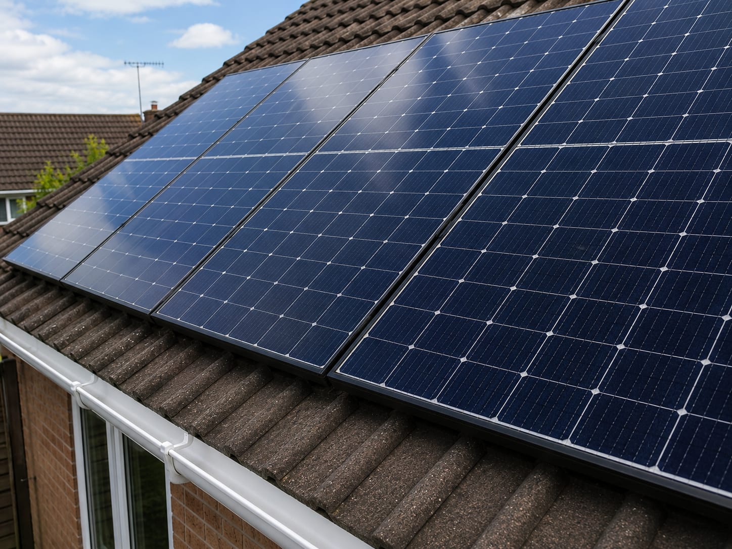 The same solar panels clean and clear after cleaning